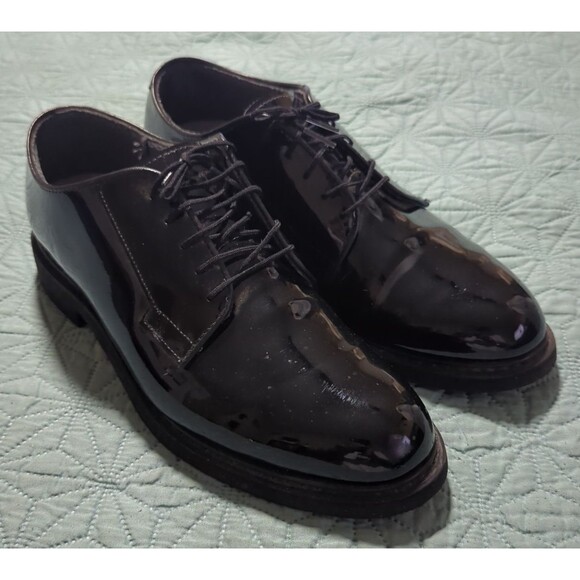 Bates Lites Men\'s Black Gloss Oxford Lace Up Sentry High Sz 10D Military Dress main image 10